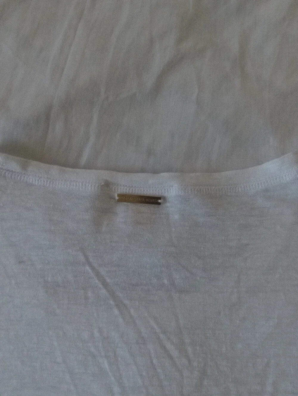 Michael Kors White Short Sleeve Crewneck Linen Tee